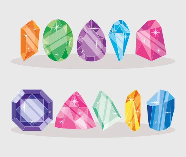 Cristalli colorati set — Vettoriale Stock