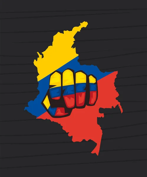 Golpe en mapa colombiano — Vector de stock