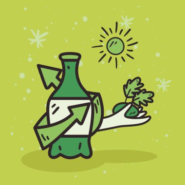 Elle tutulan plastik şişe.