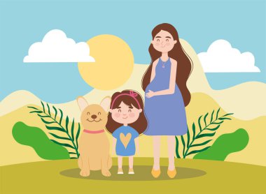 Anne kız ve köpek.