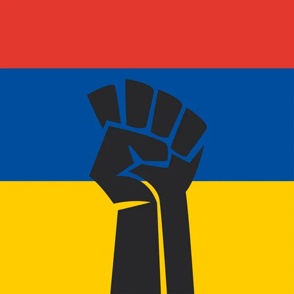 Faust in kolumbianischer Flagge auf dem Kopf — Stockvektor