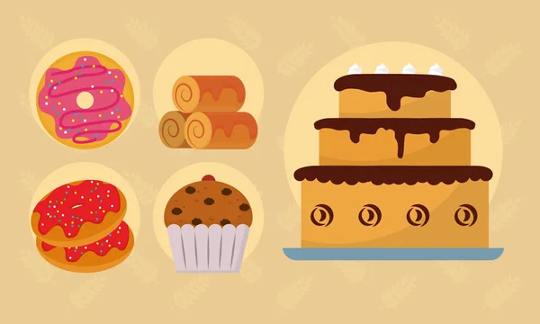Sweet bakery set — Vector de stock
