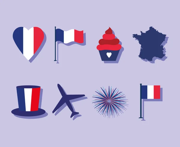 Set di simboli francia — Vettoriale Stock