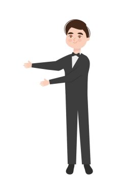 Zarif bir smokin giyen adam.