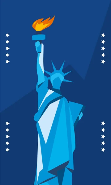 Blue liberty statue — Stock Vector