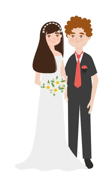 Novio joven y novia — Vector de stock