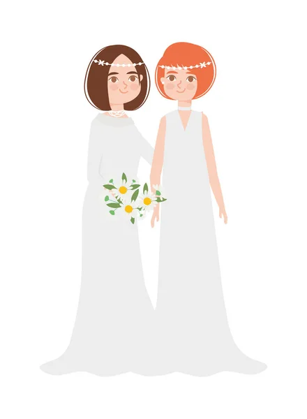 Невесты-лесбиянки стоят — стоковый вектор