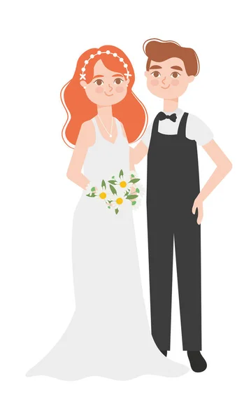 Joven pareja de boda — Vector de stock