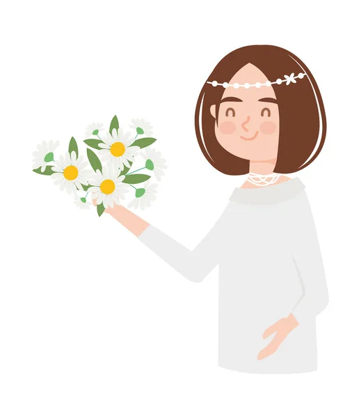 Braut mit Blumenstrauß — Stockvektor