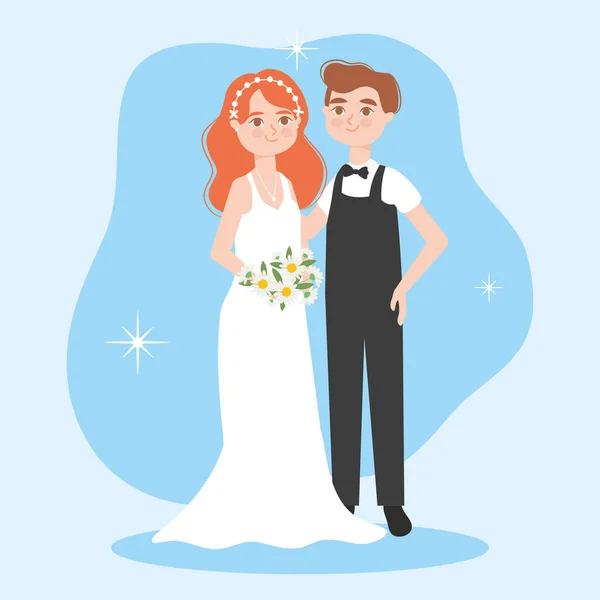 Dibujos animados boda pareja — Vector de stock