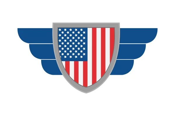 Usa perisai dan sayap - Stok Vektor