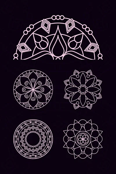 Conjunto de mandalas florais — Vetor de Stock