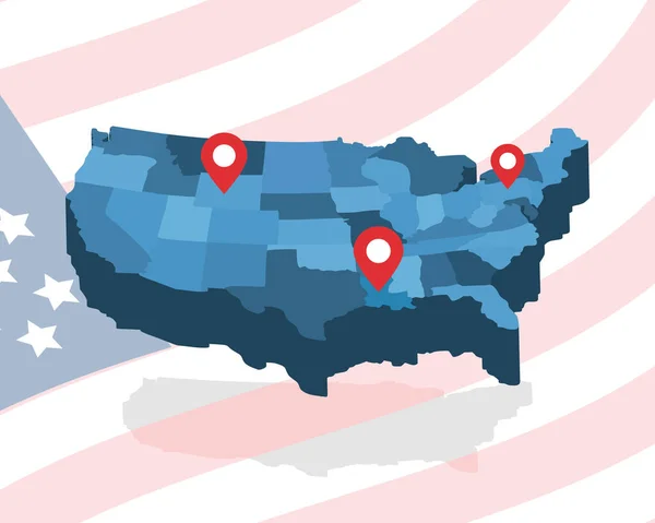 Ilustración isométrica del mapa de EE.UU. — Vector de stock