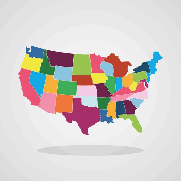 Ilustración de mapa de EE.UU. colorido — Vector de stock