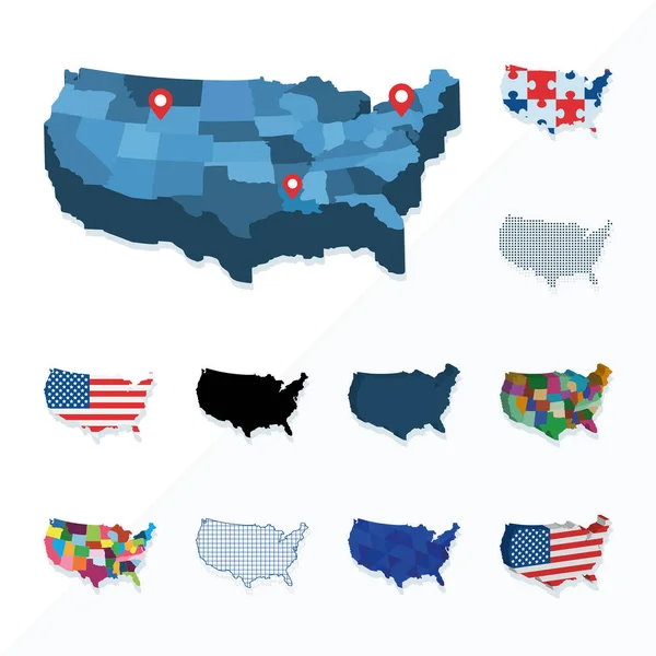 Conception de cartes des États-Unis — Image vectorielle