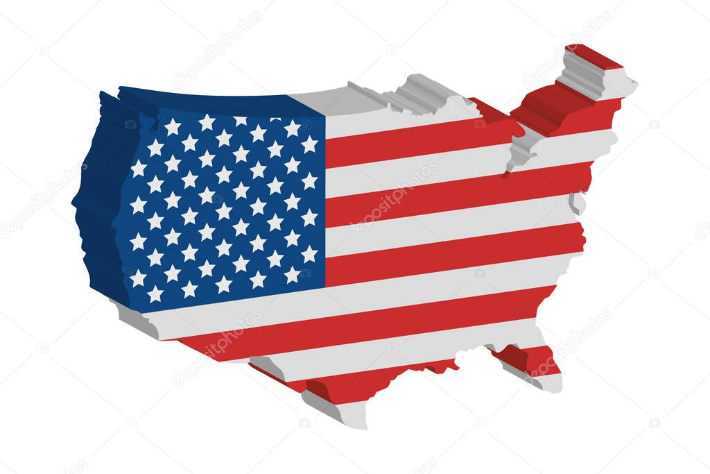 isometric Usa map flag