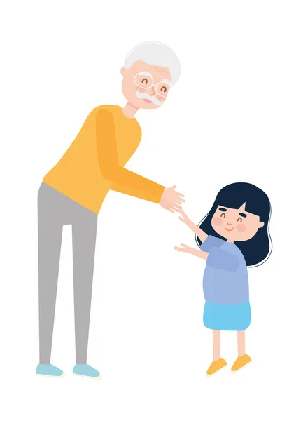 Grootvader en meisje — Stockvector