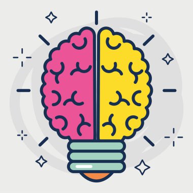 Renkli beyin ampulü çizimi