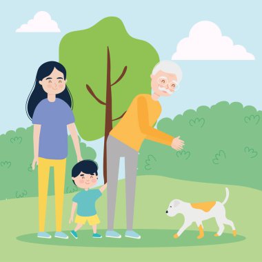 Büyükbaba, kadın ve çocuk