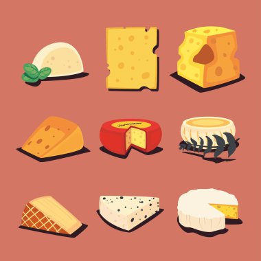 delicious cheeses types clipart