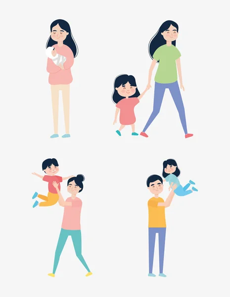 Parents avec enfants — Image vectorielle