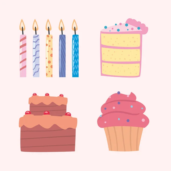 Tortas y velas — Vector de stock