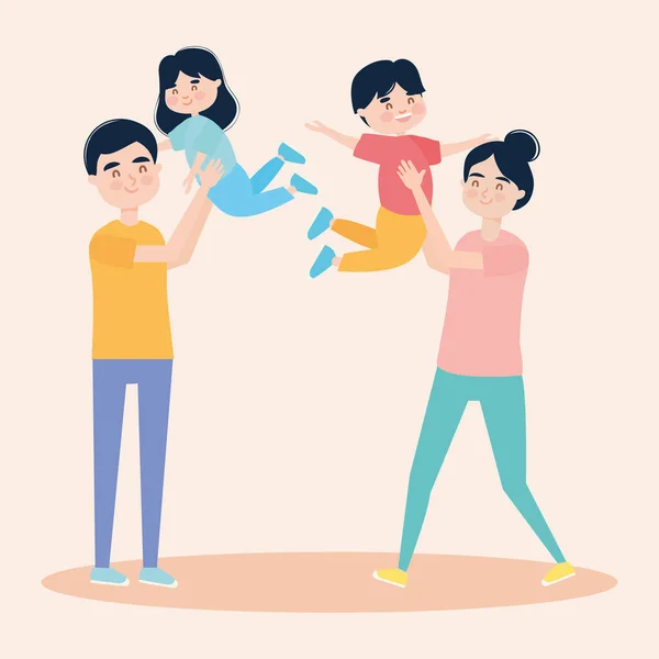 Счастливая семья с детьми — стоковый вектор