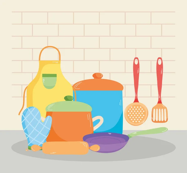 Illustration von Küchengeräten — Stockvektor