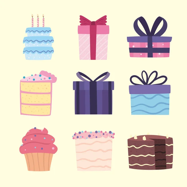 Regalos y pasteles — Vector de stock