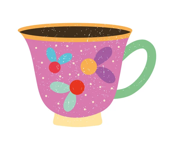 Colorful floral mug — Stock Vector