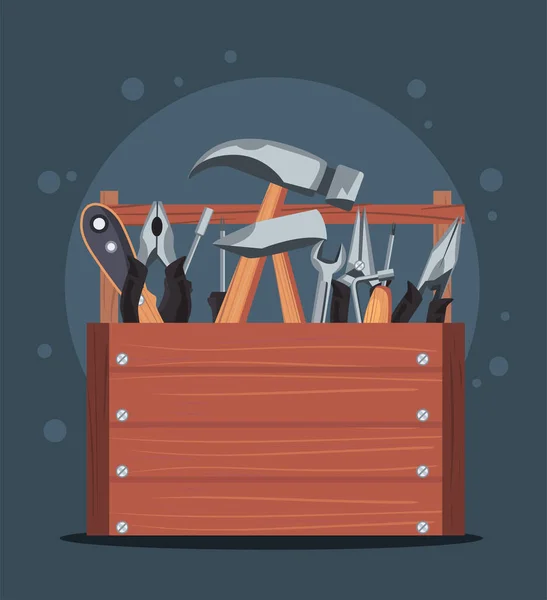 Wooden tool box — Stock Vector