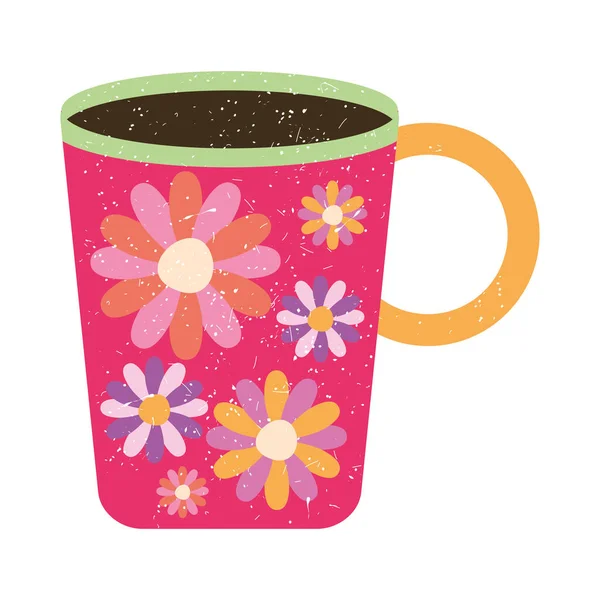 Floral coffee mug — Stock Vector