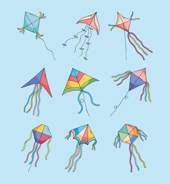 Kites icoon collectie — Stockvector