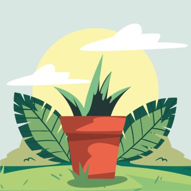 Turuncu çiçekli arka bahçe