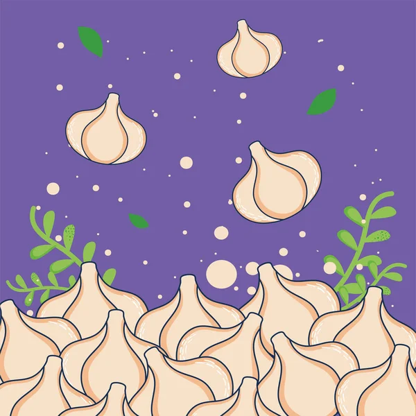 Pola sayuran garlics - Stok Vektor