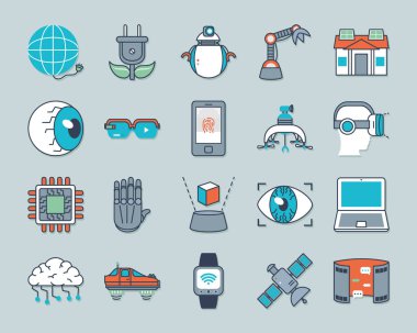 Geleceğin teknoloji simgesi seti