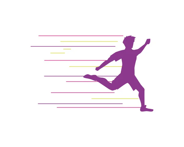 Soccer player in purple silhouette — Stock Vector