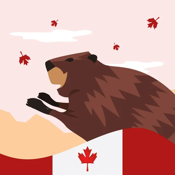 Flaga dnia Kanada i bóbr — Wektor stockowy