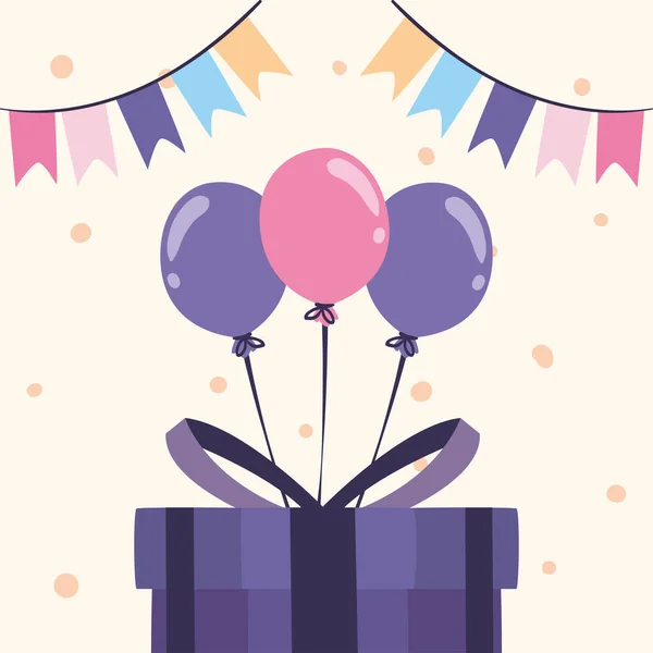 Gift with balloons — Stock Vector