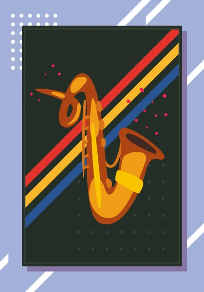 Saxofón en el marco — Archivo Imágenes Vectoriales