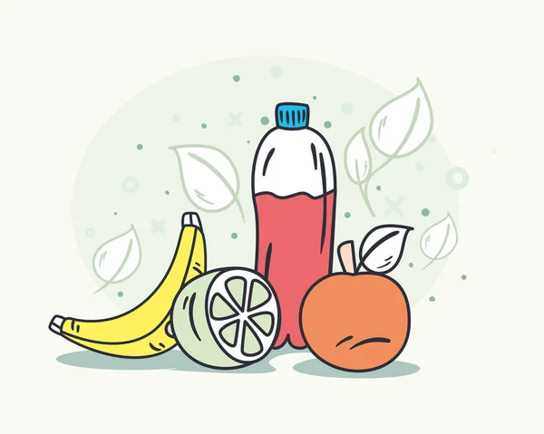 Obst und Saftflasche — Stockvektor
