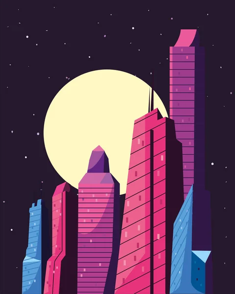 Edificios por la noche — Vector de stock