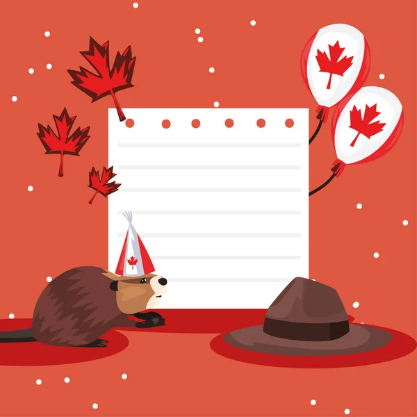 Kanadyjski bóbr i ikony — Wektor stockowy