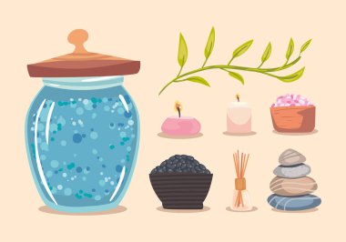 mavi kavanoz ve simge koleksiyonu