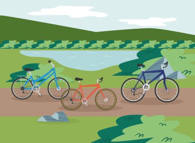 Gölün önünde motorsikletler