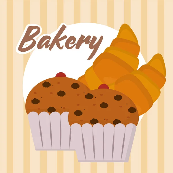 Muffins und Croissants — Stockvektor