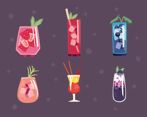 Cocktail bebidas coleção ícone — Vetor de Stock