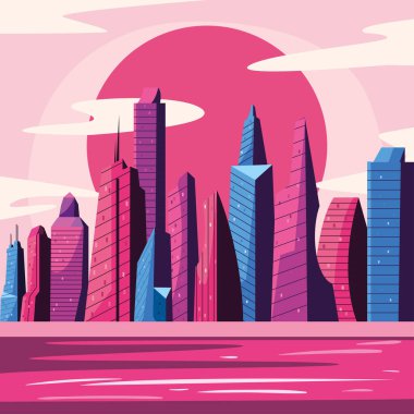 Güneşin önündeki binalar