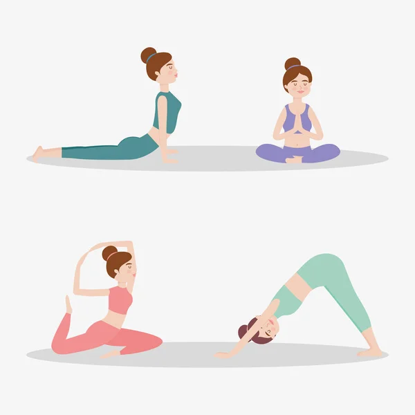 Yoga and women — стоковый вектор