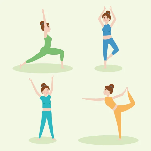 Giovani donne che fanno yoga — Vettoriale Stock